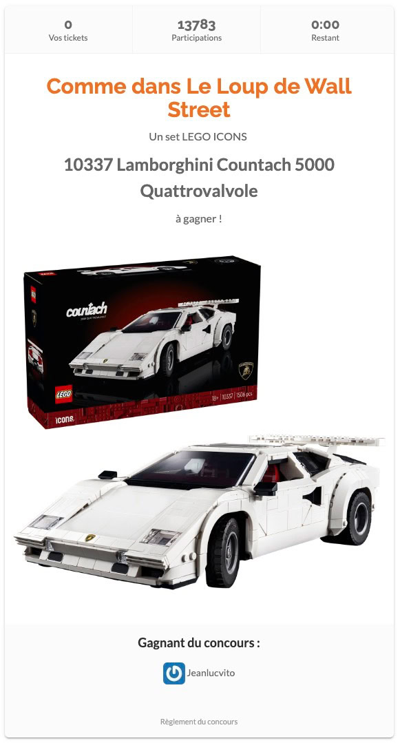 ▻ Competition: a copy of the LEGO ICONS 10337 Lamborghini